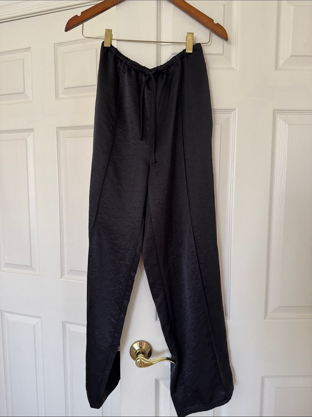 Black Drawstring Relaxed satin pants